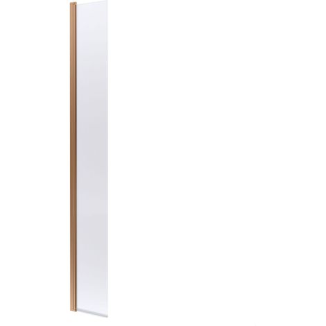 Balterley Blymhill Contemporary Bathroom 8mm Glass Hinged Flipper Return Screen, Brushed Brass, 1950 x 322 x 27mm