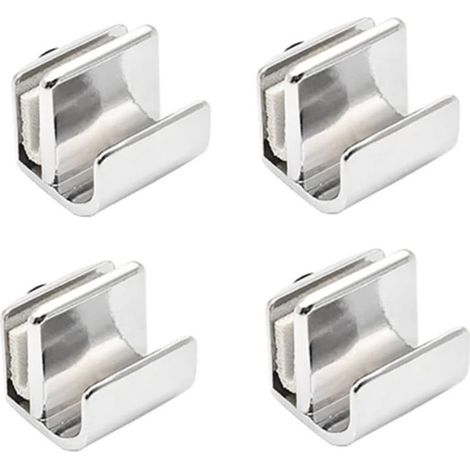 Ensemble de 4 poignées de porte en verre, en alliage de zinc, sans perçage, pour vitrines, armoires et tiroirs de 3 à 5 mm d'épaisseur.