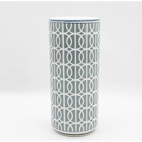 Circles Pattern Design Umbrella Stand - L20 x W20 x H46 cm - Grey/White
