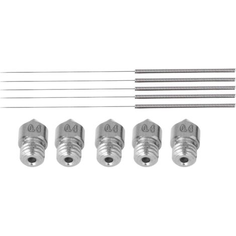 Kit de 12 aiguilles de nettoyage pour buse MK8, robuste, diamètre 0,4 mm, filetage mâle M6, idéal imprimante 3D, entretien extrudeur. (1/5)