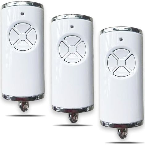 Lot de 3 émetteurs portatifs pour porte de garage 868.3 BS MHz - Compatible avec HSE-4-868-BS, HSE2-868-BS, HS4-868-BS, HS1-868-BS, HSS4-868-BS, HSP4-868-BS - Blanc (1/5)