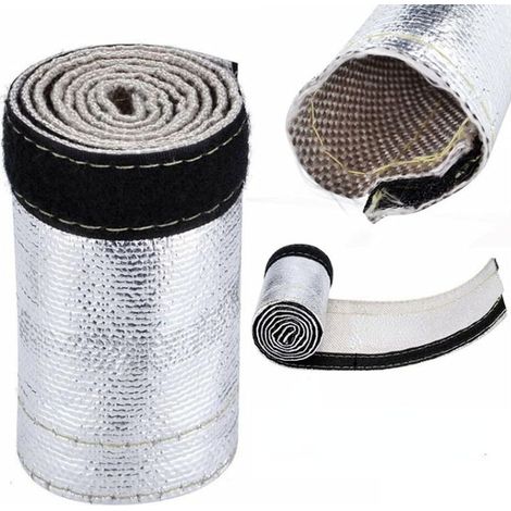 30mmx1m Bouclier thermique en tissu de fibre de verre, gaine de tuyau en fil isolé tuyau aluminisé et tuyau argenté protection de fil barrière gaine thermique gris blanc (1/5)