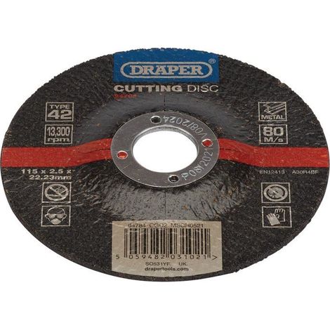 Draper 94784 DPC Metal Cutting Disc – 115 x 2.5 x 22.23mm, Suitable for Cutting Metal and Steel (1/2)