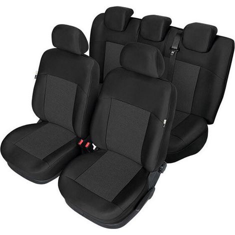 Komplettes Sitzbezug-Set „Kegel“ für Vorder- und Rücksitze des Toyota Yaris Mk3 (2011–2019), Schwarz, Textil