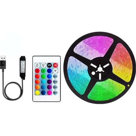 Bande lumineuse LED RGB 5050 pour chambre, TV, PC, rétroéclairage, ruban adhésif Bluetooth APP USB (1m, ensemble USB)