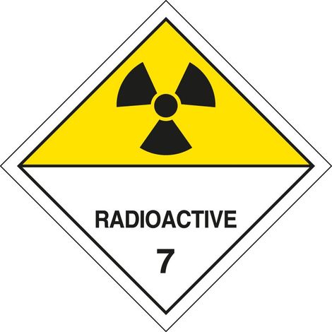 Etichetta autoadesiva o supporto alluminio A.D.R per divisione 7.D per "Materiali fissili" 300x300mm Modello - PVC adesivo