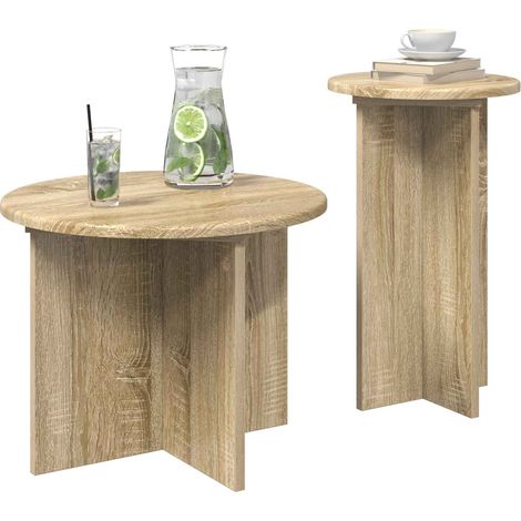 Maison Exclusive - Beistelltisch-Set mit Speicher 2 pcs Sonoma-Ei