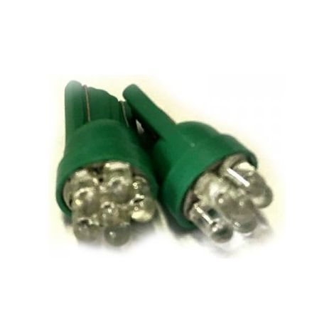 Coppia 2 Lampade Led T10 Con 7 Led F3 Colore Verde Green 12V 0,2W