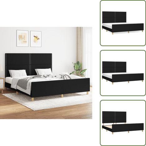 Bettgestell ohne Matratze Schwarz 160x200 cm Stoff - Bettsofa - Boxspringbetten - Doppelbett - Lattenrost - Massivholzbette