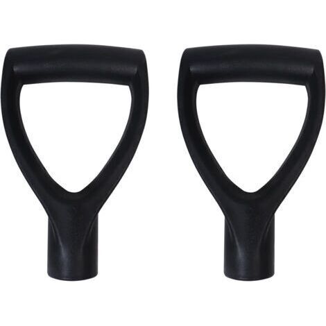 Lot de 2 poignées en D pour pelle - Poignée de rechange en plastique - Diamètre intérieur de 32 mm - Pour creuser et ratisser