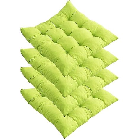 Lot de 4 coussins de chaise épais, coussins de chaise de salle à manger 40 x 40 cm, coussins de chaise de jardin pour la maison, le bureau, l'intérieur et l'extérieur (vert) (1/4)