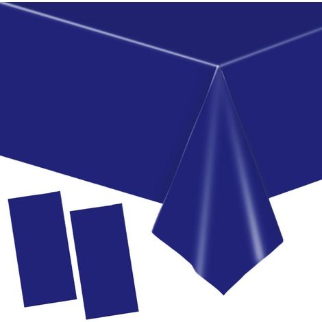Lot de 2 nappes jetables Bleu foncé 137x274cm Imperméable pour fêtes