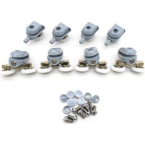 8 roulettes haut et bas pour porte de douche - Porte coulissante - Poulie - Pièces de rechange 22 mm de diamètre - Salle de bain (22mm) (1/5)
