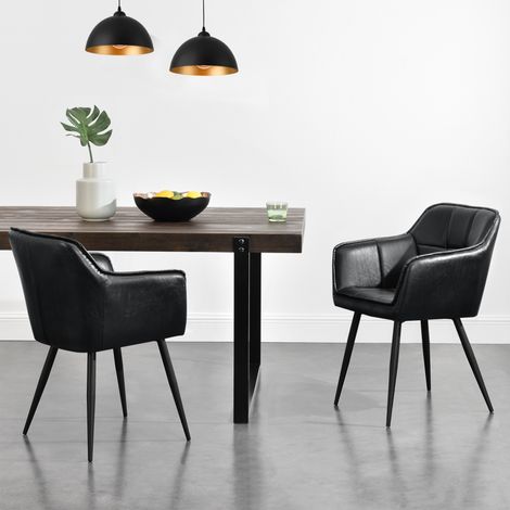 Sedia per Sala Pranzo Birmingham Similpelle Nero [en.casa] (1/5)