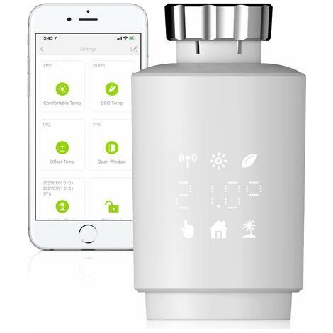 Válvula termostática inteligente conectada para radiador, termostato programable inteligente ZigBee, compatible con Smart Life Alexa Google, válvula termostática para radiador [se requiere Tuya Zigbee (1/5)