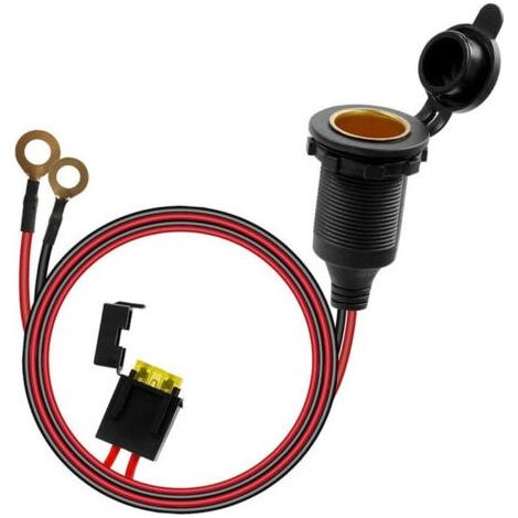 Prise Allume-Cigare Imperméable 12V-24V - Câble Rallonge 3m 14 AWG avec Porte-fusible à Lame,Pour Bateau, Moto, Voiture, (1/4)