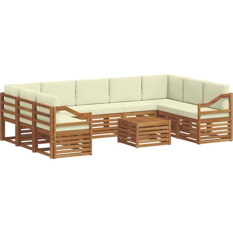 Conjunto de sofás de exterior 10 uds. Natural y Crema vidaXL (1/5)
