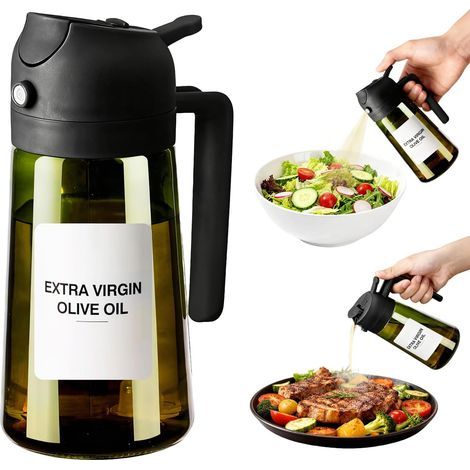 1 - Distributeur D&39huile - Pulvérisateur - Fonction 2-en-1 Pour Salades Et Friteuses À Air - Vert - 470ml (1/5)