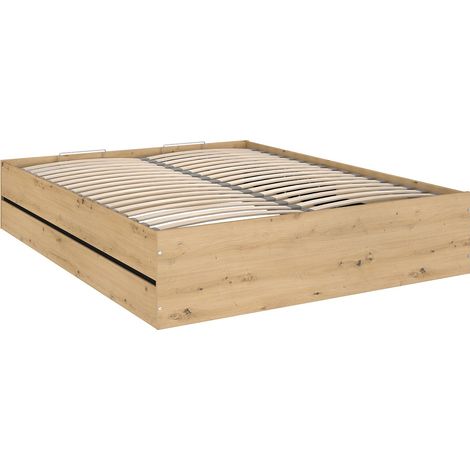 Letto con contenitore 160 x 200 cm Naturale e nero - LUDARO