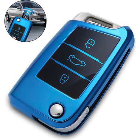 Coque Pour Télécommande De Voiture - Fini Fibre De Carbone Souple En TPU Électroplaqué - Compatible Volkswagen Golf Tiguan Sagitar Lingdu Langyi - 1 Pièce (1/5)