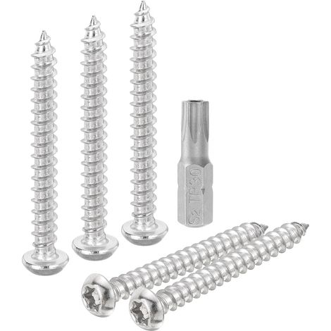 M6 x 50mm Vis à Tôle de Sécurité Torx à Tête Bouton Inox304 10Pcs (1/5)