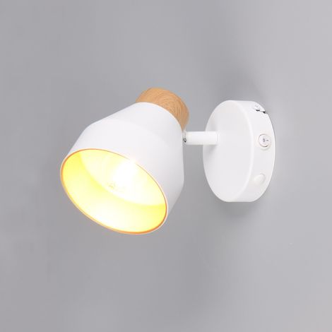 SPOT E14 VALENTIN H14CM BIANCO/LEGNO/ORO (1/5)
