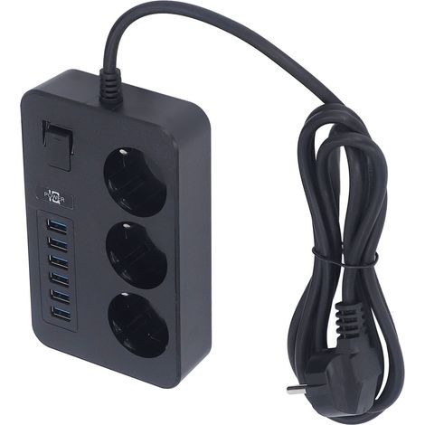 Feuerfeste intelligente USB-Mehrfachsteckdose, EU 110-250V Steckdosenblock, Schnellladegerät für Zuhause und Garage, Überhitzungsschutzgehäuse, 6 Anschlüsse. (1/5)