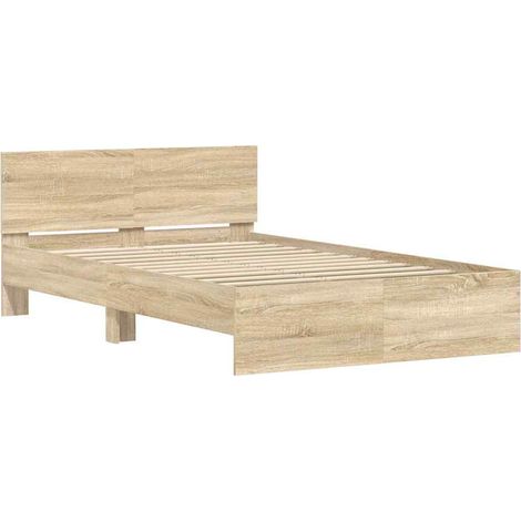 Bed Frame with Headboard Sonoma 137 x 190 cm Engineered Wood vidaXL