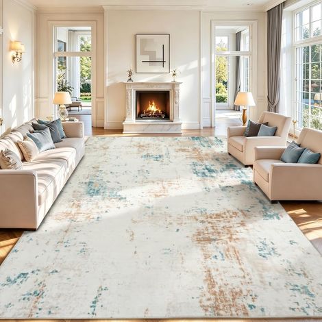 Beige Tapis Salon 160x230cm Tapis Chambre Lavable en Machine Rug (1/5)