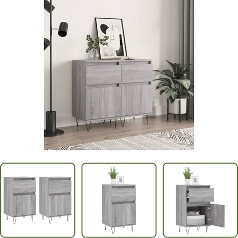vidaXL Beistelltisch - Sideboards 2 Stk. Grau Sonoma 40x35x70 cm Holzwerkstoff (1/5)