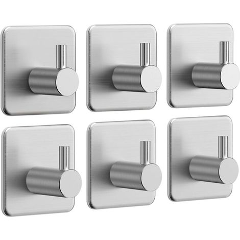 Pack Adhesive Hooks, Towel Holder, Stainless Steel Bathroom Wall Hooks, Waterproof Self-Adhesive Towel Hooks for Kitchen, Living Room and Office MUMU (1/4)