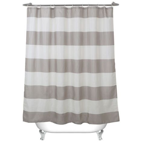 Sollbry Rideau de Douche Rayures Taupe avec 12 Crochets,Beige Rideau en Tissu Résistant À la Moisissure Imperméable pour Salle de Bain,72 "X 72"(180X180cm) (1/5)