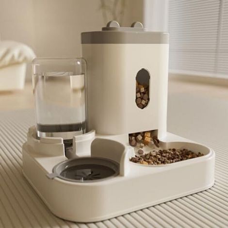 Distributeur Croquettes Chat/de Nourriture 2 en 1, Distributeur Automatique d'aliments et d'eau Animaux de Compagnie de Petite
