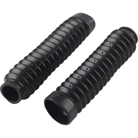 Jeu de 2 soufflets de fourche avant noirs en caoutchouc pour moto CQR, ATV et cross, cache de protection d'amortisseur (1/5)