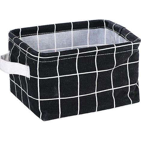 Petits paniers de rangement pliables en tissu - Organiseur cubique pour étagères, bureau ou maquillage - Noir (1/5)