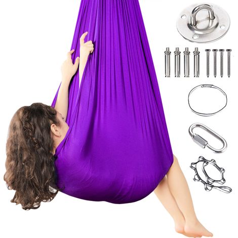 1 Hamac balançoire,Nylon haute densité,Capacité 90 kg,Intérieur extérieur,Thérapie sensorielle autisme (1/5)