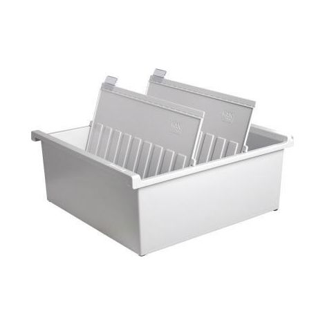 Karteitrog 32,2 x 13,8 x 34,6 cm (B x H x T) DIN A4 quer 1.300 Karten Polystyrol lichtgrau 2 Stützplatten (1/4)