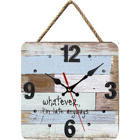 Horloge Murale - Bois - 25 cm - Silencieuse - Piles - Vintage - Ronde - Pour Salon Cuisine Bureau (1/5)