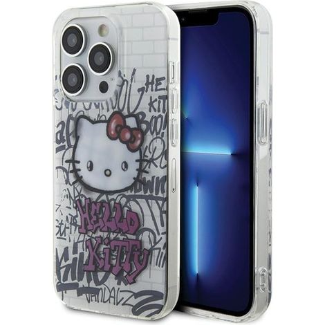 Hello Kitty HKHCP15LHDGPHT iPhone 15 Pro 6.1" blanco/blanco carcasa rígida IML Kitty On Bricks Graffiti (1/5)