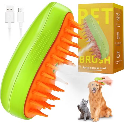 1 Brosse à vapeur autonettoyante 3 en 1, massage et toilettage pour chats et chiens (1/5)
