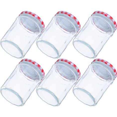 Lot de 6 bocaux hexagonaux en verre de 380 ml avec couvercles, des épices, de la gelée et des liquides (1/5)