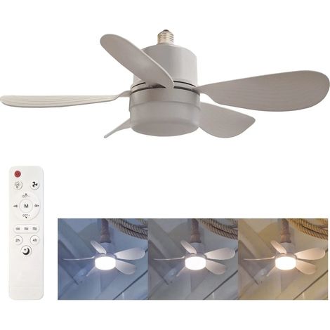 Ventilatore Lampada E27 Silenzioso con LED Dimmer e Telecomando