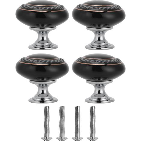 4 Poignées Céramique Modernes Anneaux Dorés Doubles Noirs pour Tiroir Armoire Placard Quincaillerie(1043) (1/5)