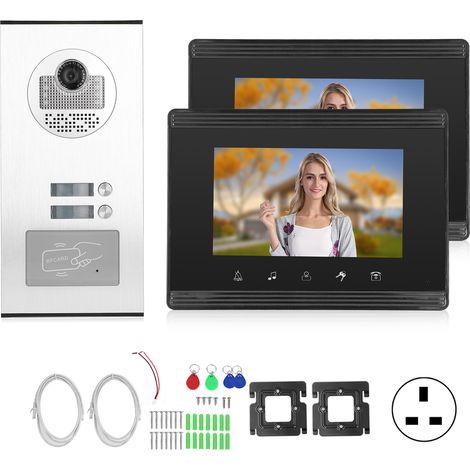 Sonnette filaire 7 pouces HD 1V2 écran TFT LCD, moniteur visiophone étanche pour sécurité domestique 100-240V (prise UK). (1/5)