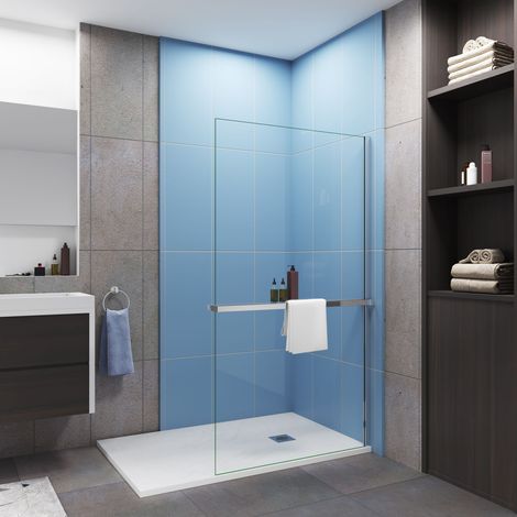 120x200cm Duschwand Walk-In 8mm Nano ESG Klarglas ,mit Integriertem Organizer Ablagebrett & Handtuchhalter (1/5)