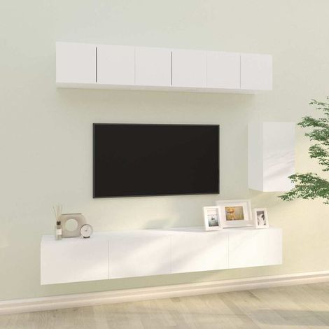 vidaXL 6 Piece TV Cabinet Set White Engineered Wood (1/5)