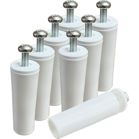 Butées de volet roulant de 60 mm pour volets roulants. Fabriqués en nylon, chaque butée de volet roulant blanc comprend rondelle et vis (8 unités blanches) (1/2)