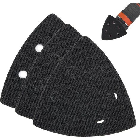 Almohadilla de repuesto para lijadora triangular, 3 unidades, 93 x 93 x 93 mm, 6 agujeros (negra)