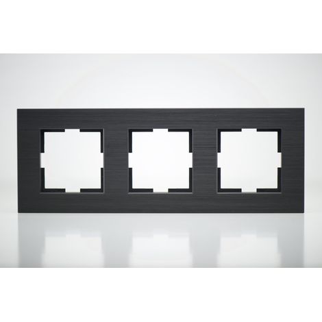 Plaque de finition métal noir 3 postes 84x230x10mm (1/2)