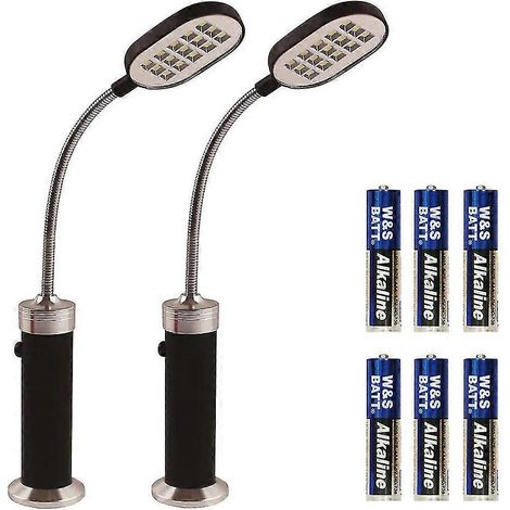 Lot de 2 lampes de barbecue à LED ultra-lumineuses avec base magnétique et bras flexible à 360°, résistantes aux intempéries et piles incluses. (1/5)